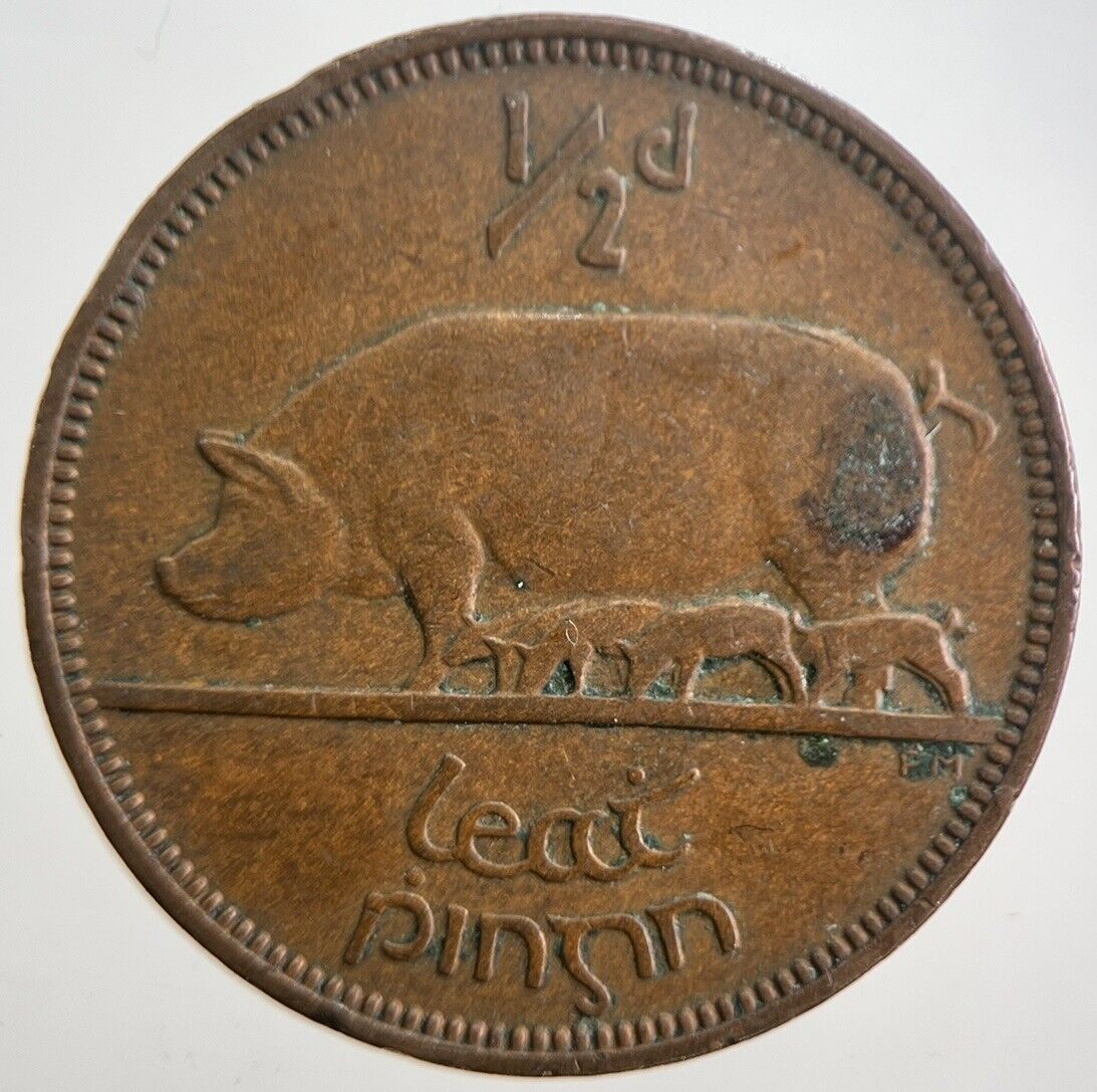 1953 Irish Half-Penny 1/2d Pig Coin | Very High Grade