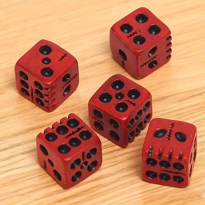 x5 Skull Gothic Red Dice Set Dungeons and Dragons RPG Role Playing Board Game