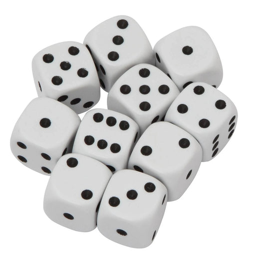 10 x Classic 11mm White Dice Dungeons and Dragons RPG Role Playing Board Game