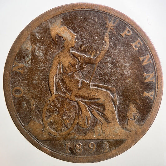1893 Victoria One Penny Coin | Fair Grade | a2749