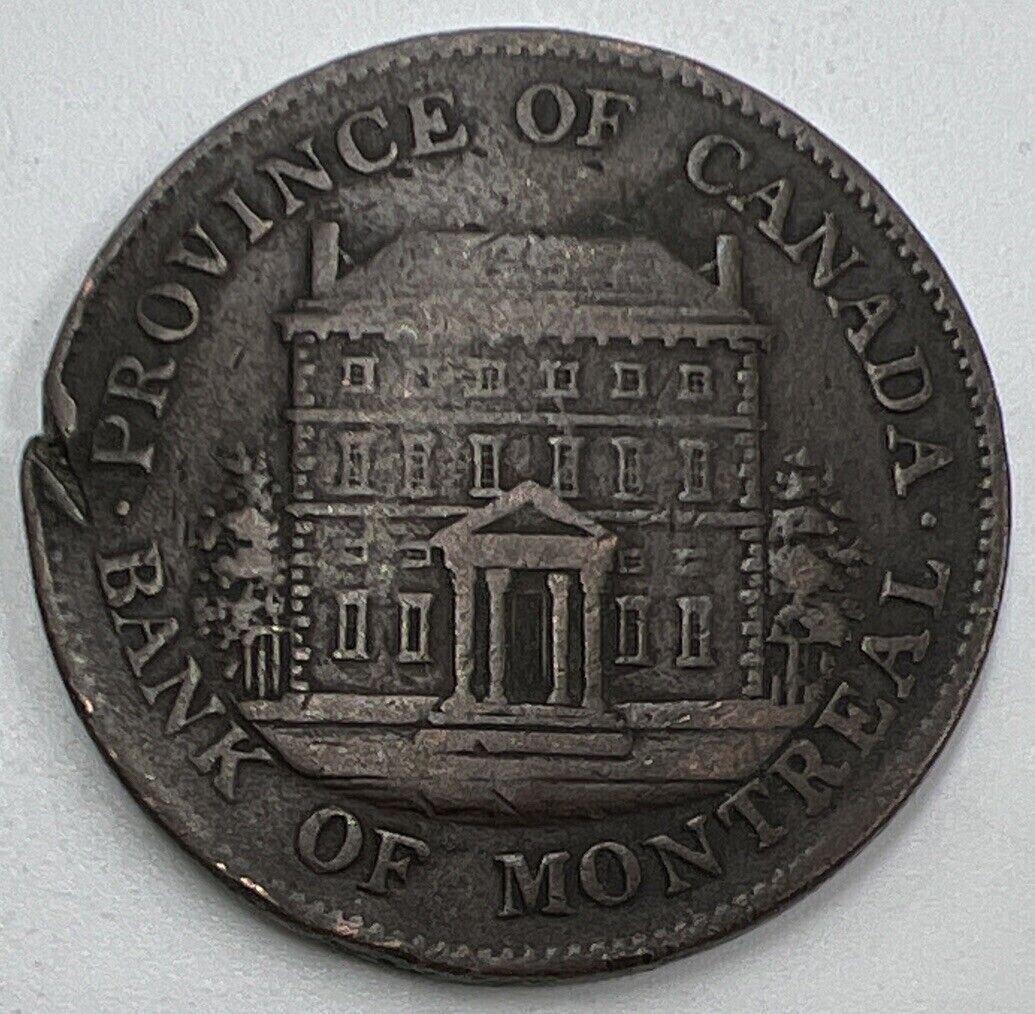 1844 Bank of Montreal Half-Penny Token Coin | Fine Collectable Grade
