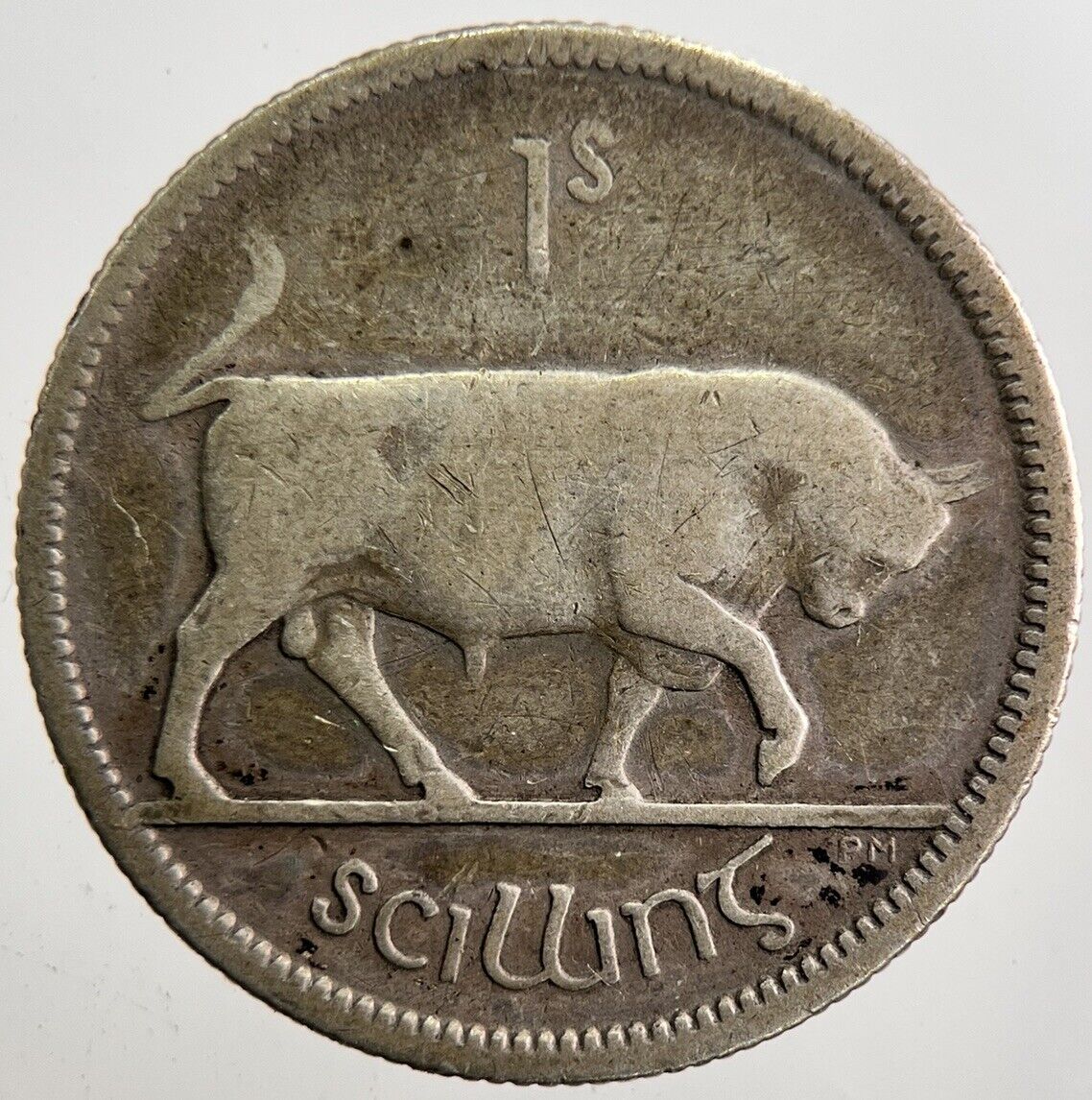 1928 Irish Shilling 1s Bull Silver Coin | Collectable Grade | a7369