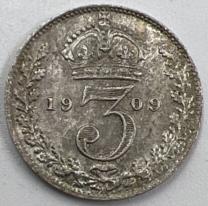 1909 Edward VII Threepence Silver Coin | Very High Grade