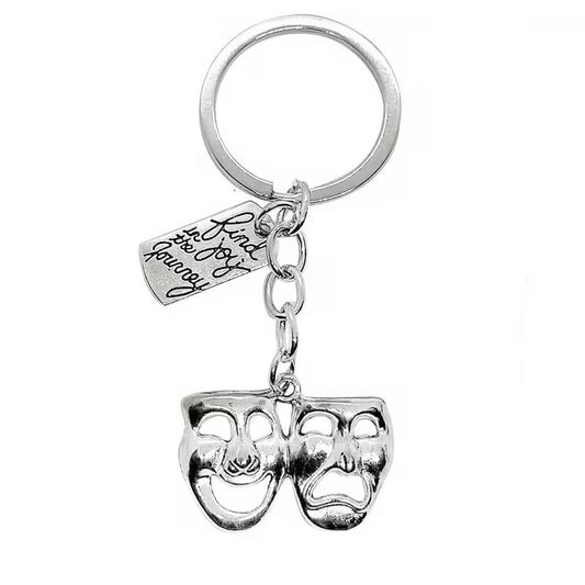 Metal Drama Theatre Comedy & Tragedy Masks Keyring Premium Keychain Gift UK