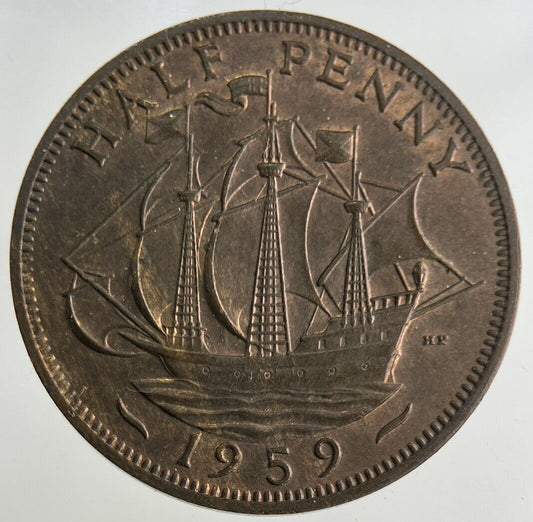 1959 Elizabeth II 2nd Half-Penny Coin | Very High Grade