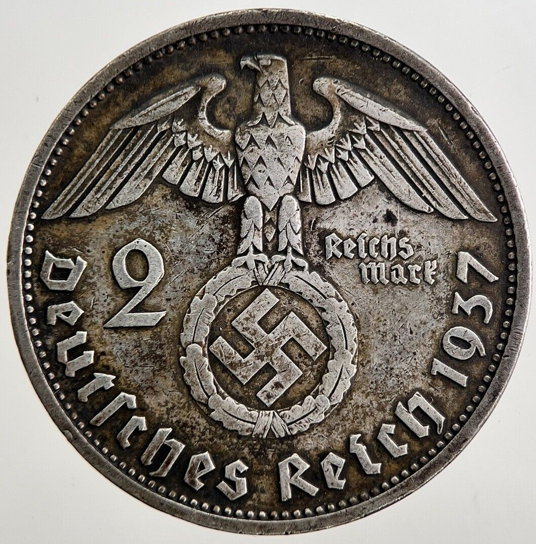 1937-F Germany Nazi 2 Mark Silver Coin | Very High Grade