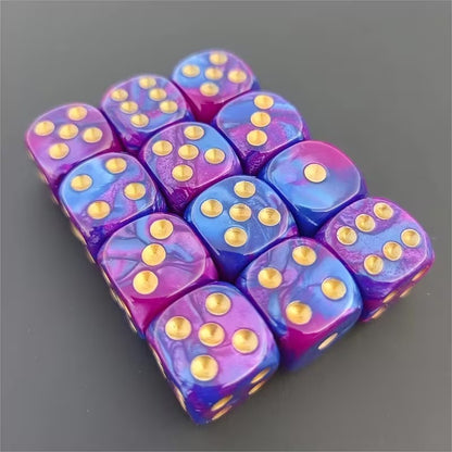 12 x Pink Blue / Gold 12mm Dice Dungeons and Dragons RPG Role Playing Board Game