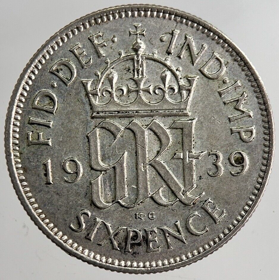 1939 George VI British Sixpence Silver Coin | Very Fine Grade | a8335