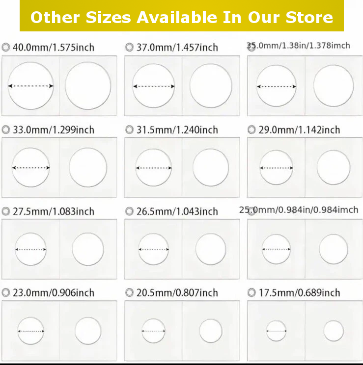 20.5mm Coin 2x2 Flips Holders - UK Stock - Quantity 50 - Other Sizes Available
