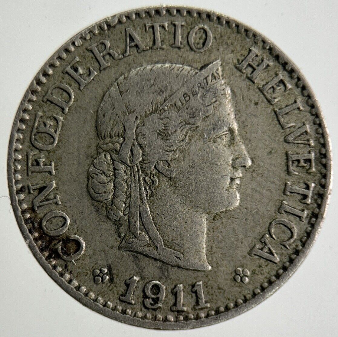 1911 Switzerland Swiss 10 Rappen Coin | Fine Collectable Grade