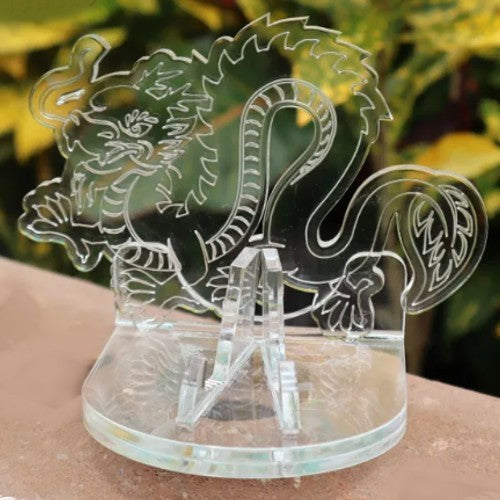 Clear Dragon Themed 1oz Silver Gold Coin / Amulet / Medal Display Stand