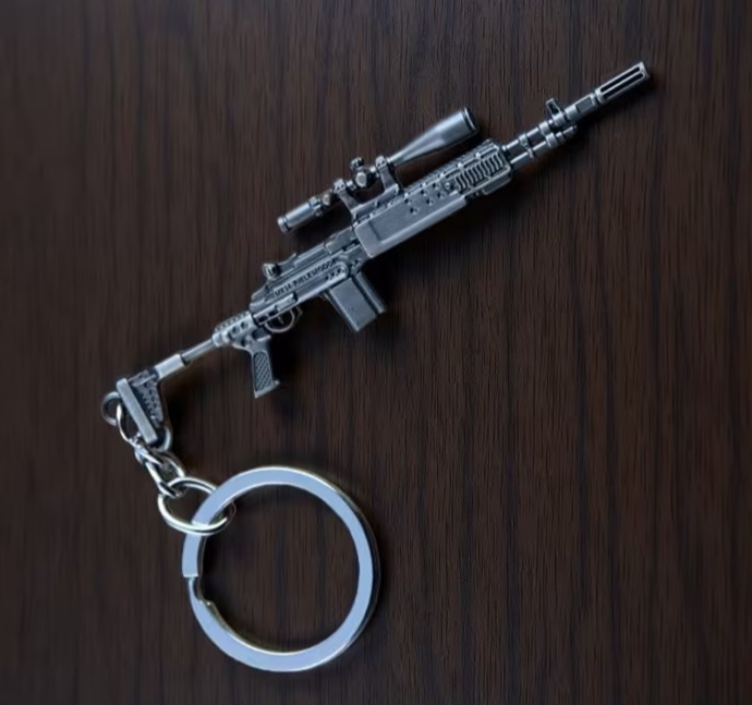 Mini Metal US Scoped Assault Rifle Gun Shaped Keyring Premium Keychain Gift UK
