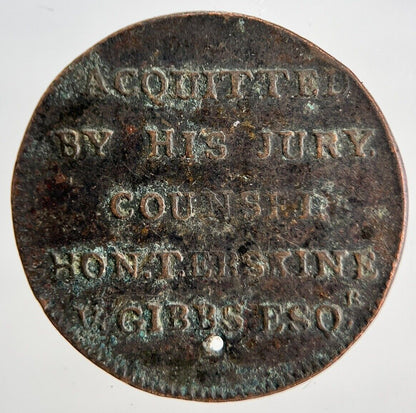 1794 T Hardy Tried For High Treason Half-Penny Token | Collectable Grade | a1836