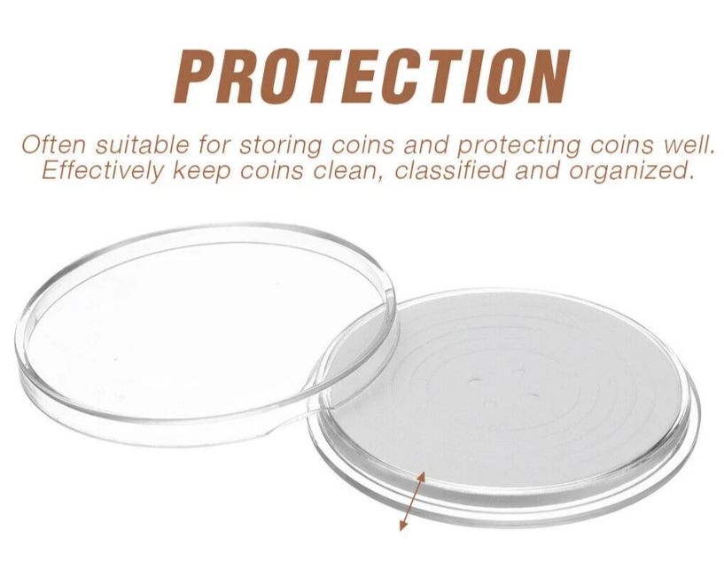10 x 30mm Coin Storage Protective Clear Capsule + White Adjustable Foam Insert