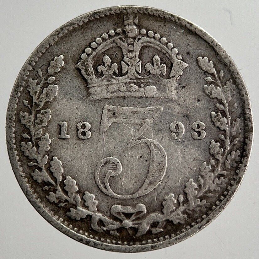 1893 Victoria Threepence Silver Coin | Collectable Grade | a8680