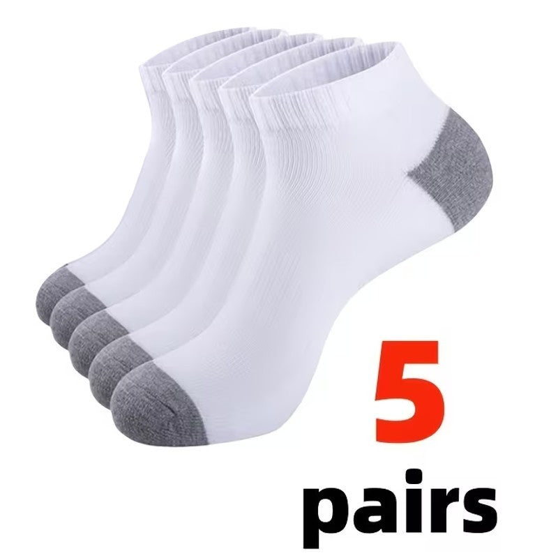 5 Pack Mens Trainer White Grey Ankle Socks Invisible Cotton Low Cut Sports Socks