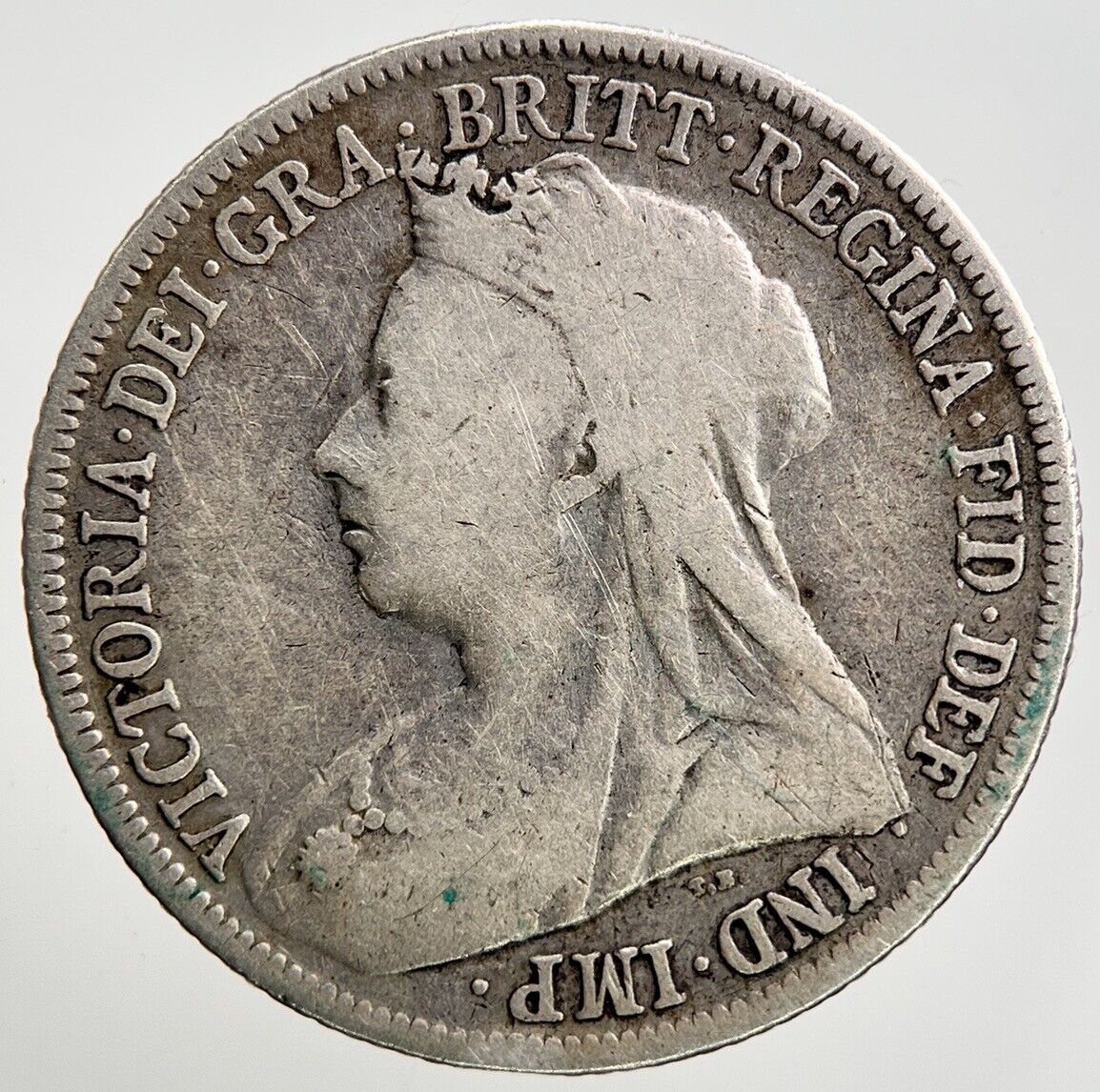 1899 Veiled Head Victoria Shilling Silver Coin | Collectable Grade | a589