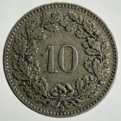 1911 Switzerland Swiss 10 Rappen Coin | Fine Collectable Grade