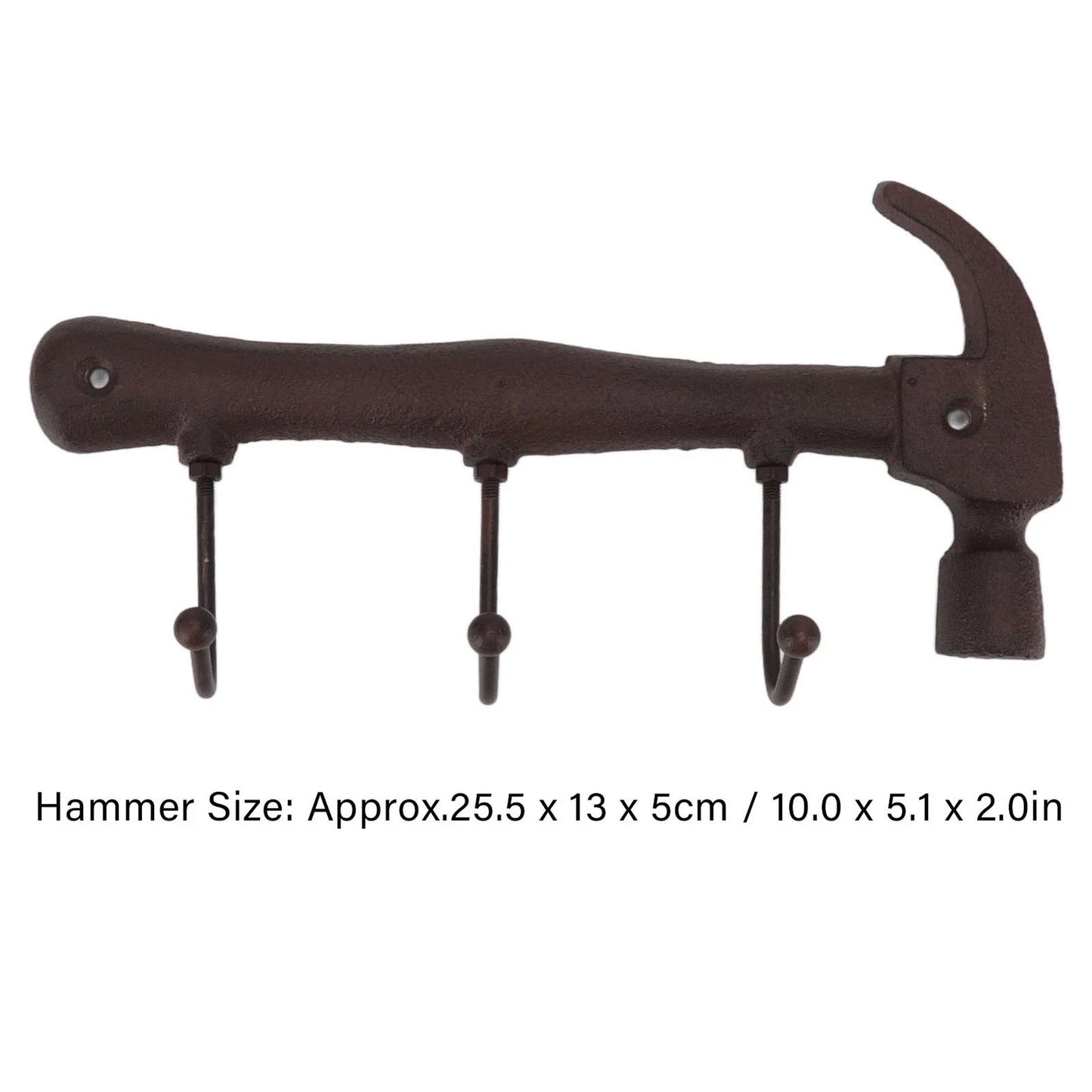 Cast Iron Heavy Hammer Coat Rack Wall Hooks Key Towel Hanger Rustic Garden Shed