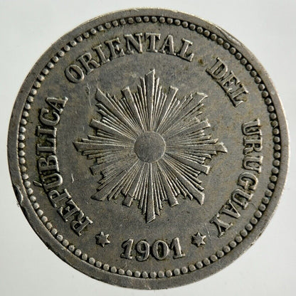 1901 Uruguay 2 Centesimos Coin | Fine Collectable Grade
