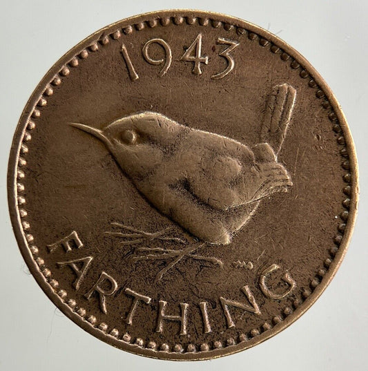1943 George VI Wren Farthing Coin | Fine Collectable Grade