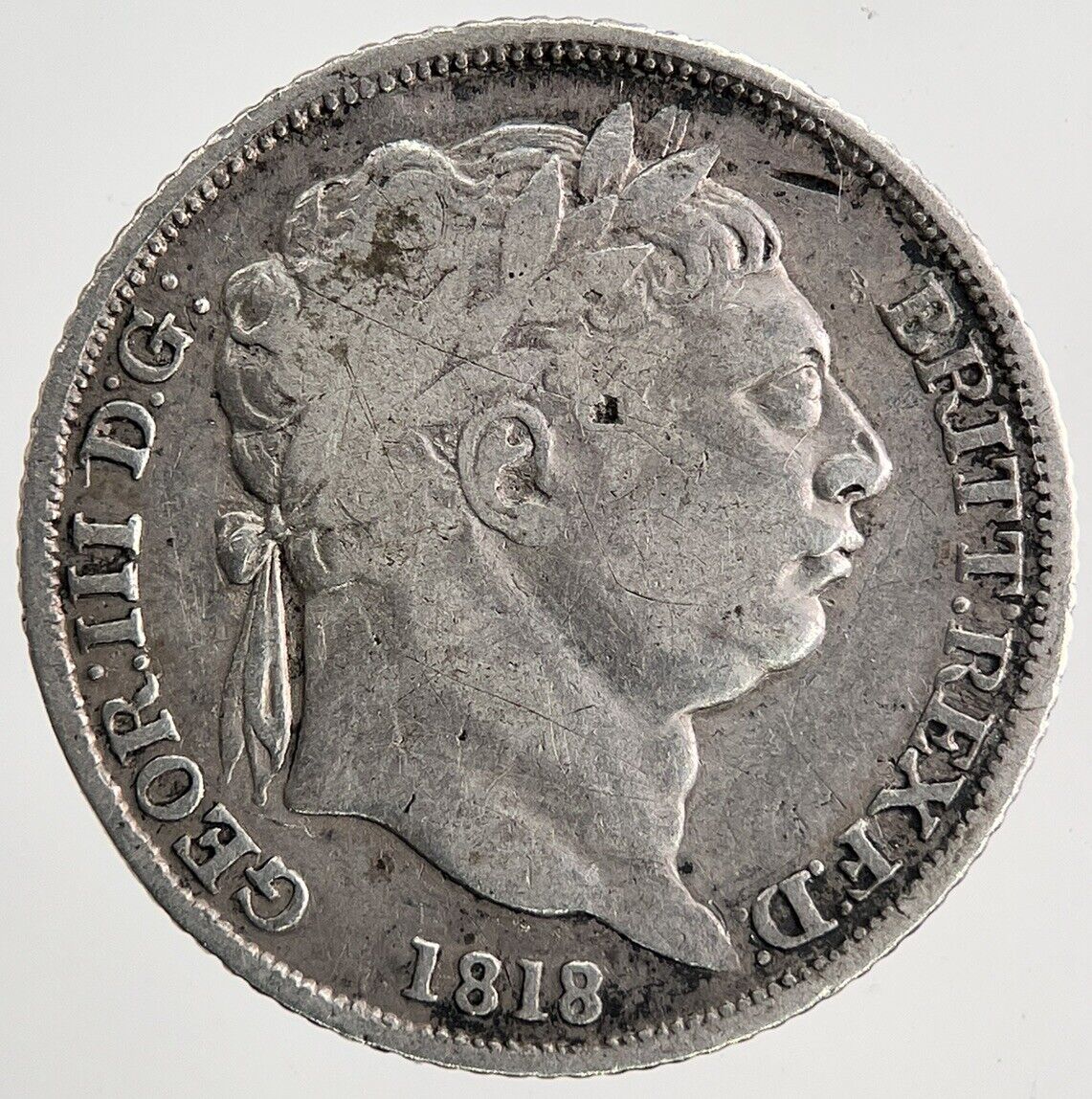 1818 George III 3rd Sixpence Silver Coin | Fine Collectable Grade | a6767