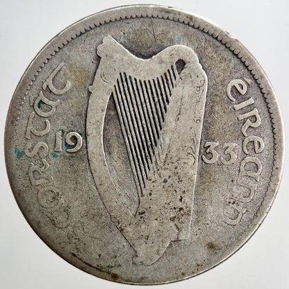 1933 Irish Half-Crown Horse Silver Coin | Collectable Grade | a6408