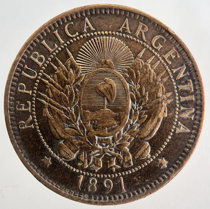 1891 Argentina Dos 2 Centavos Cents Coin | Fine Collectable Grade | a9163
