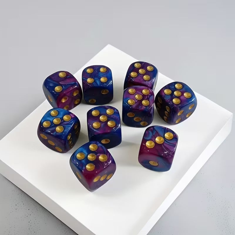 12 x Pink Blue / Gold 12mm Dice Dungeons and Dragons RPG Role Playing Board Game