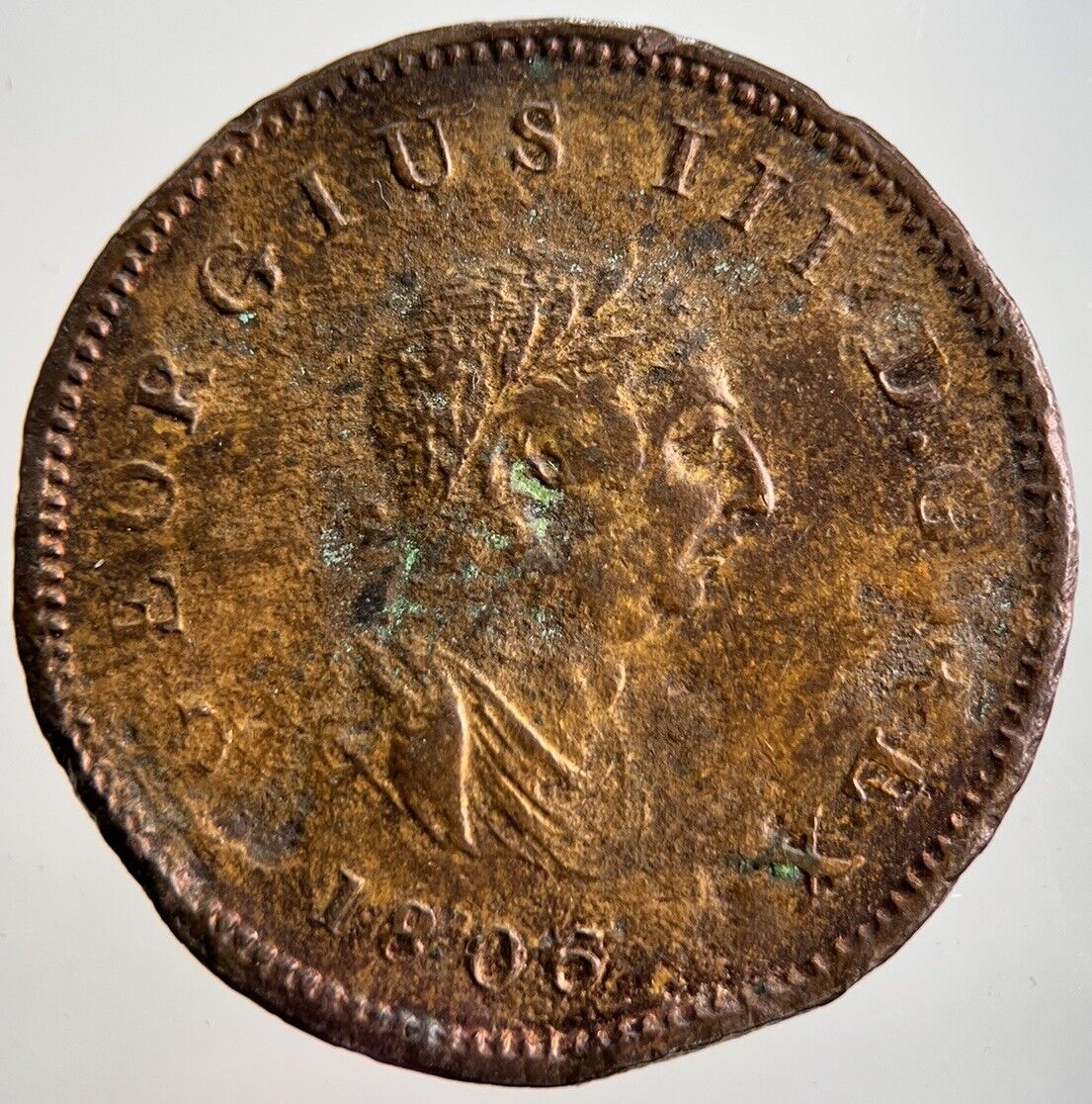 1806 George 3rd III Half-Penny British Coin | Collectable Grade