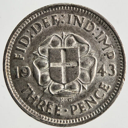 1943 George VI Threepence Silver Coin | Very High Grade | a9827