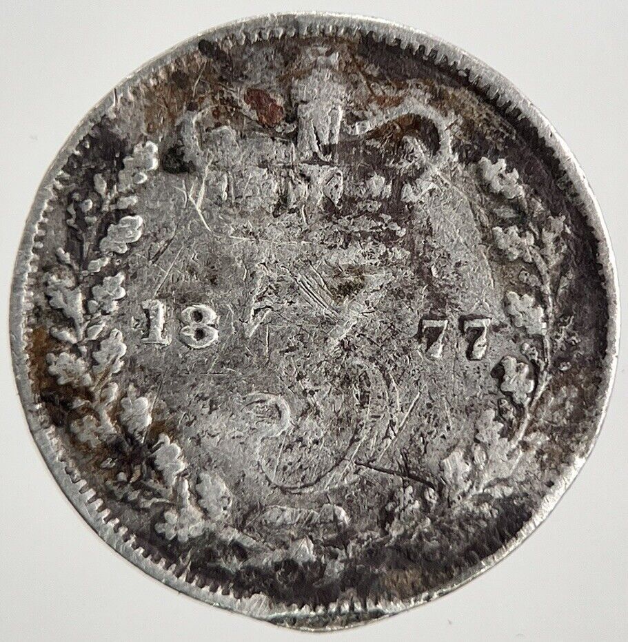 1877 Victoria Threepence Silver Coin | Collectable Grade | a9815