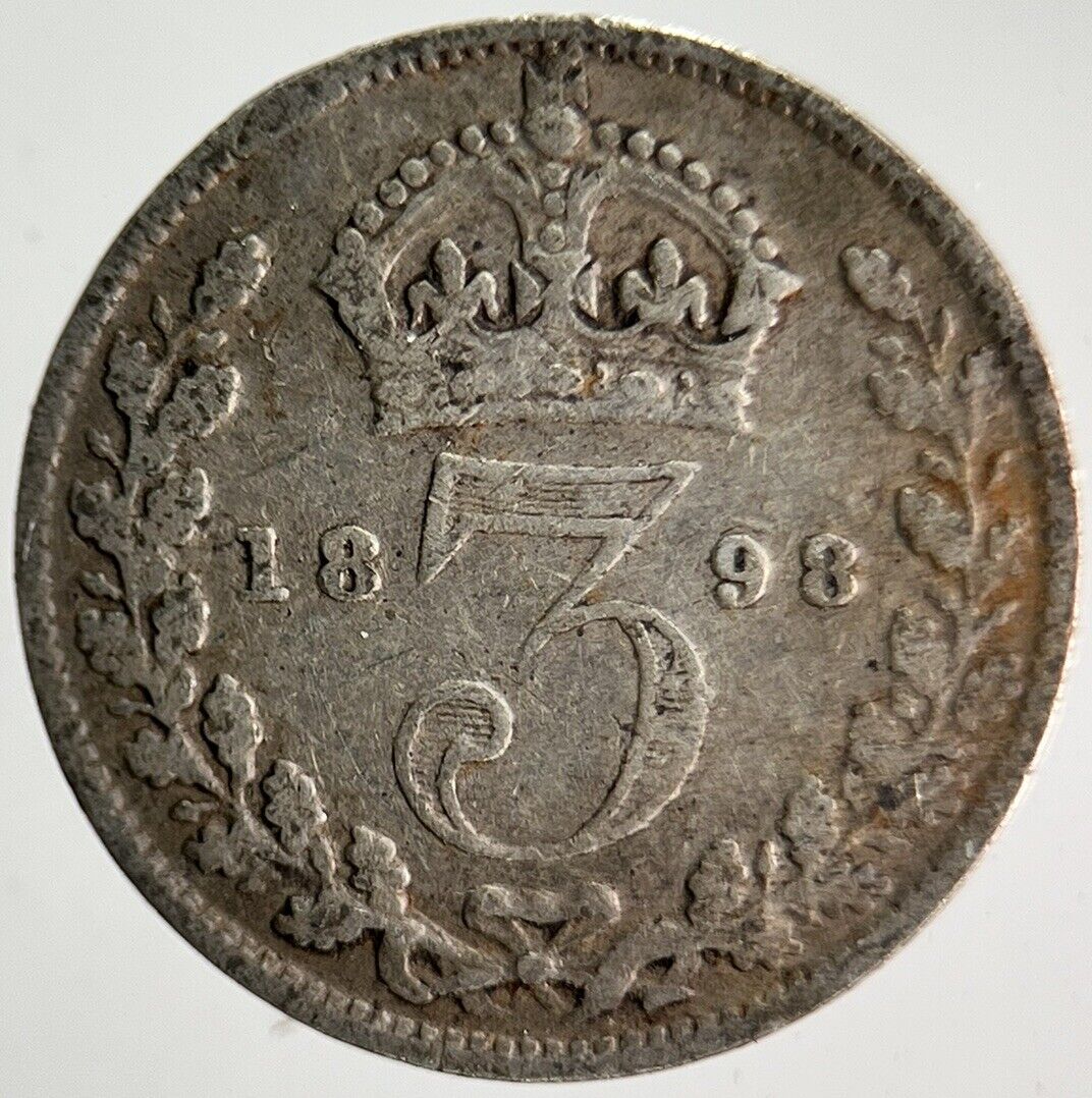 1898 Veiled Head Victoria Threepence Silver Coin | Collectable Grade | a4005