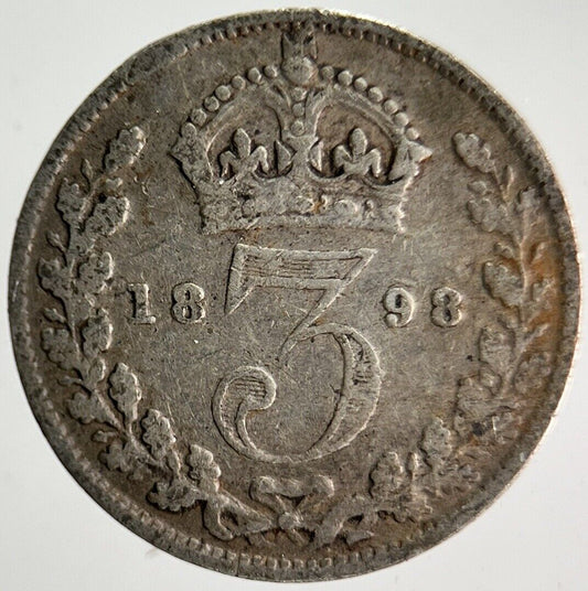 1898 Veiled Head Victoria Threepence Silver Coin | Collectable Grade | a4005