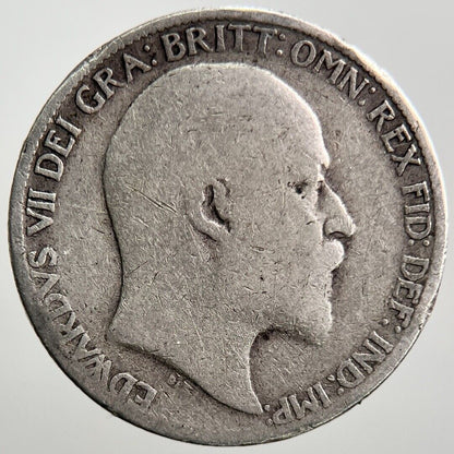 1910 Edward VII Sixpence Silver Coin | Fair Grade | a523