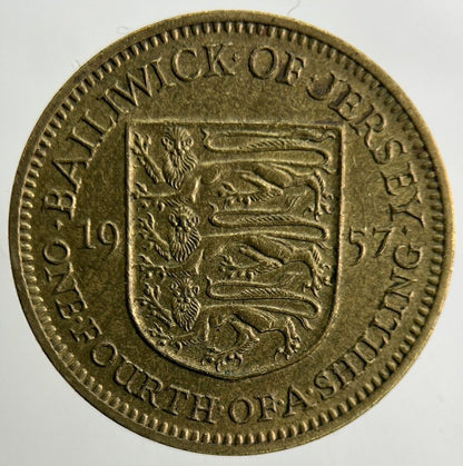 1957 Jersey 1/4 One Fourth Of A Shilling Coin | Fine Collectable Grade
