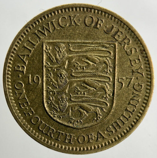 1957 Jersey 1/4 One Fourth Of A Shilling Coin | Fine Collectable Grade