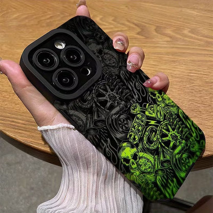 iPhone 16 Pro Max TPU Green Skull Effect Slim Case Protector Premium UK Stock