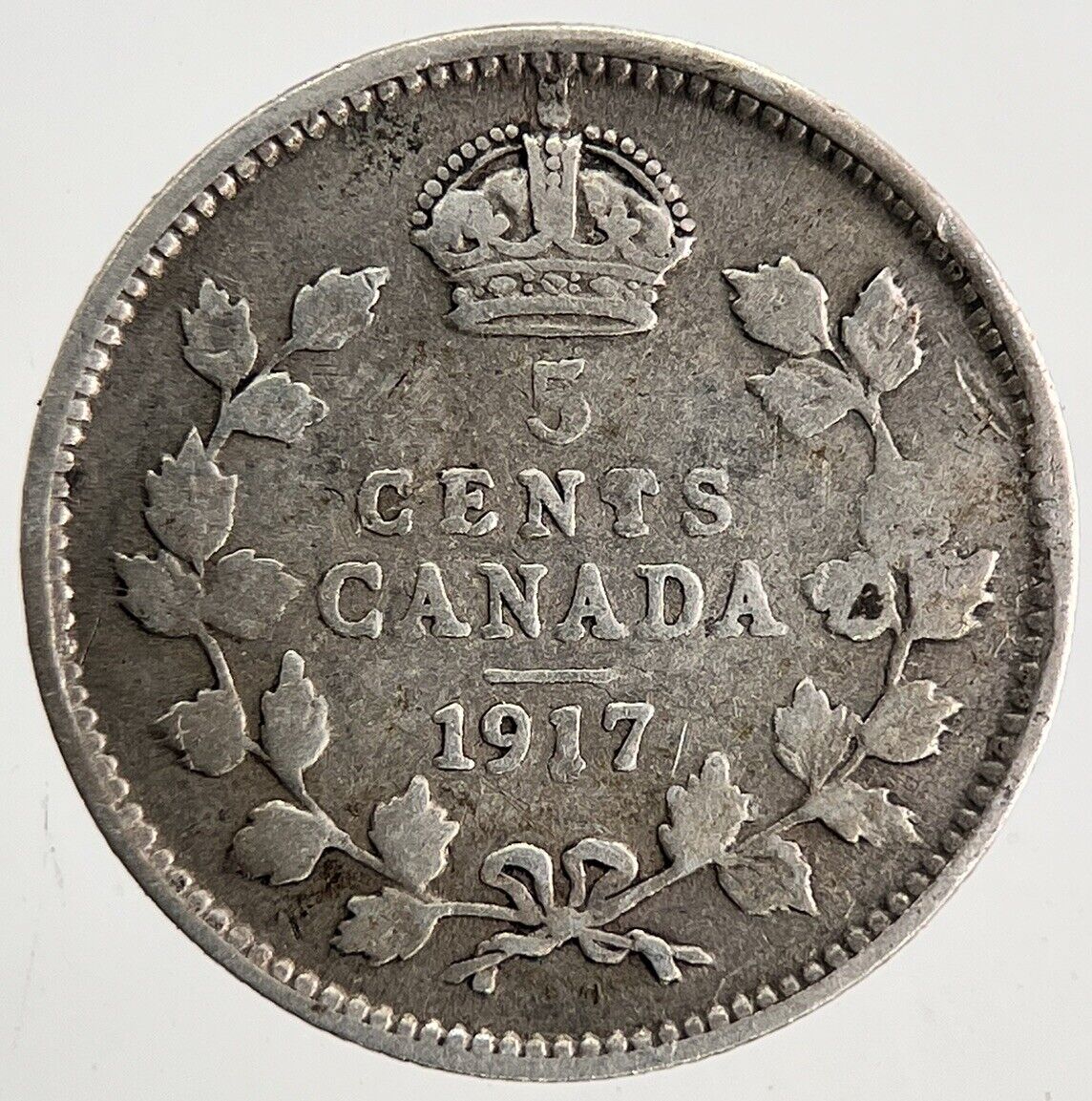 1917 Canada 5 Cents Silver Coin | Fine Collectable Grade