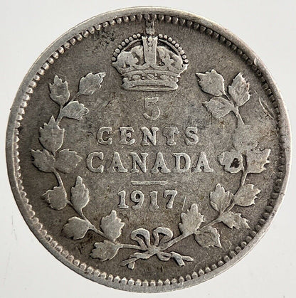 1917 Canada 5 Cents Silver Coin | Fine Collectable Grade