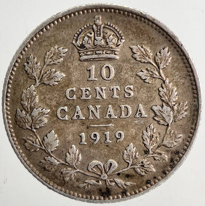 1919 Canada 10 Cents Silver Coin | Very High Grade