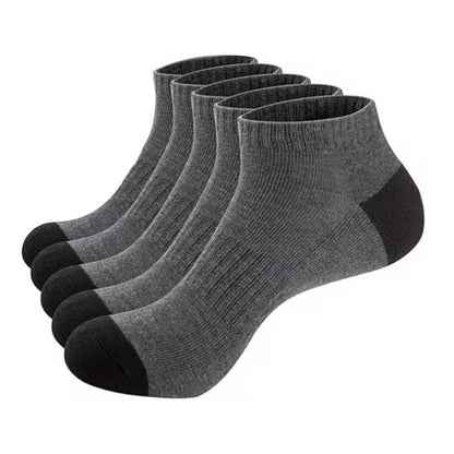 5 Pack Mens Trainer Grey Black Ankle Socks Invisible Cotton Low Cut Sports Socks