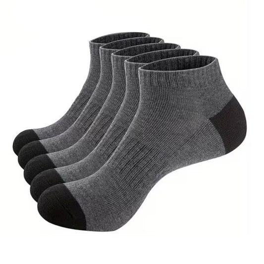 5 Pack Mens Trainer Grey Black Ankle Socks Invisible Cotton Low Cut Sports Socks