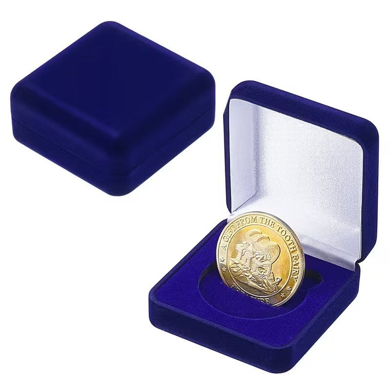 1 x Coin / Medal Display Blue Velvet Storage Protective Box + 40mm Coin Capsule