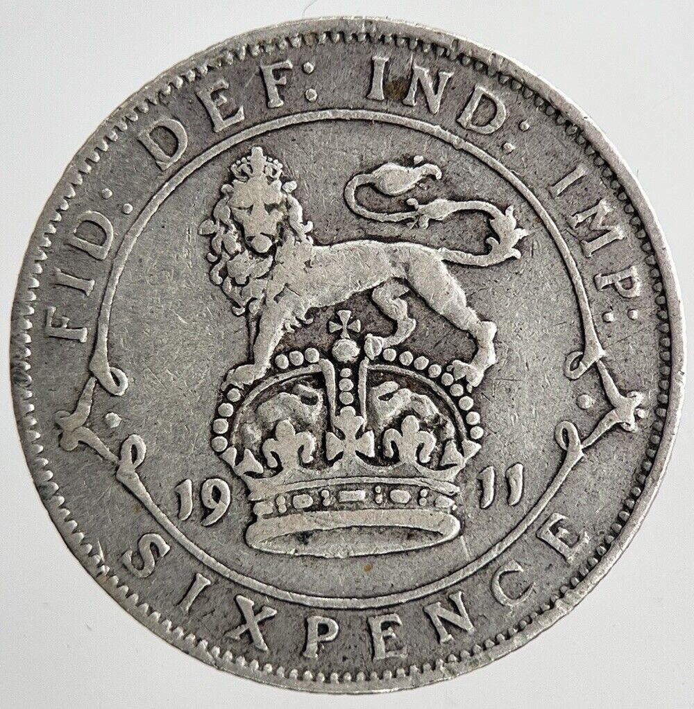 1911 George V Sixpence Silver Coin | Fine Collectable Grade | a6967