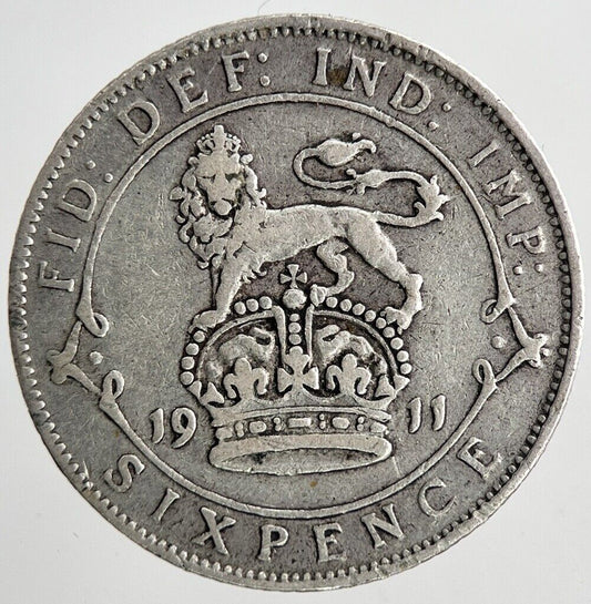1911 George V Sixpence Silver Coin | Fine Collectable Grade | a6967
