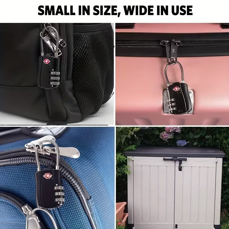 2 x TSA 3 Digit Black Metal Security Lock Luggage Case Padlock Backpack UK Stock