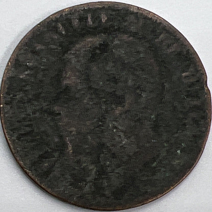 1867 France 10 Centimes | French Copper Coin | Worn Grade | a514