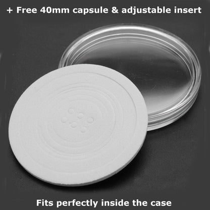 1 x Coin / Medal Display Blue Velvet Storage Protective Box + 40mm Coin Capsule