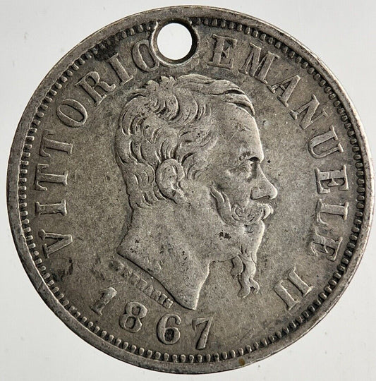 1867 Italy 50 Centesimi Silver Coin | Fine Collectable Grade | a9200